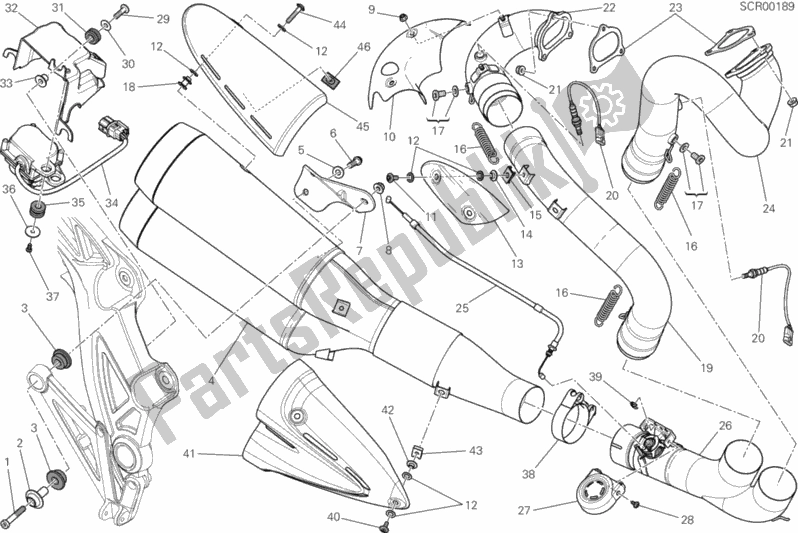 All parts for the Exhaust System of the Ducati Diavel Carbon 1200 2012